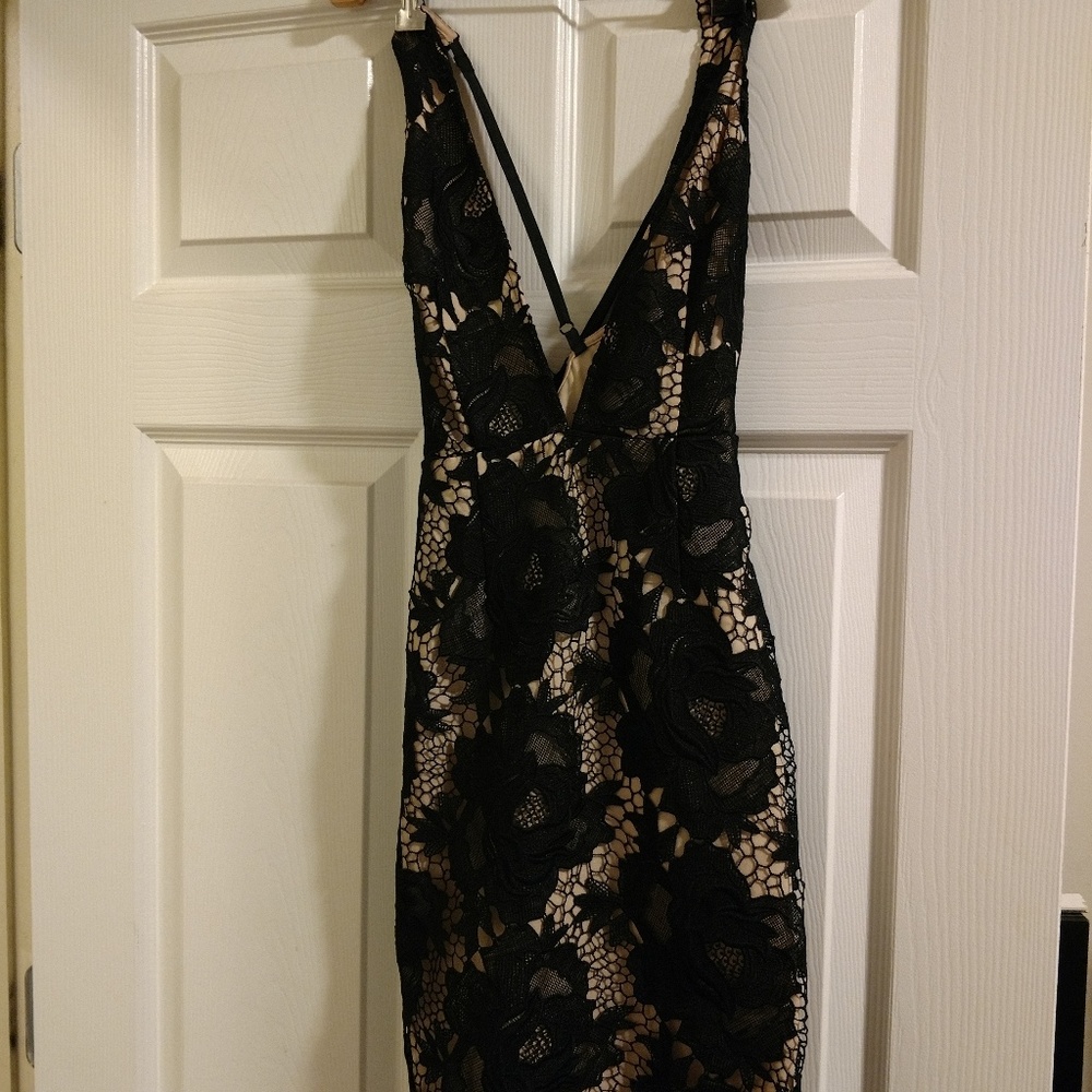 Black lace Dress With  nude underlay Size XS
